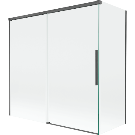 Mexen Rox Duschabtrennung 2-flügelig verschiebbar 160 + 80 x 150 cm, transparent, gebürstetes Gun Gray - 8C9-160-080-66-00