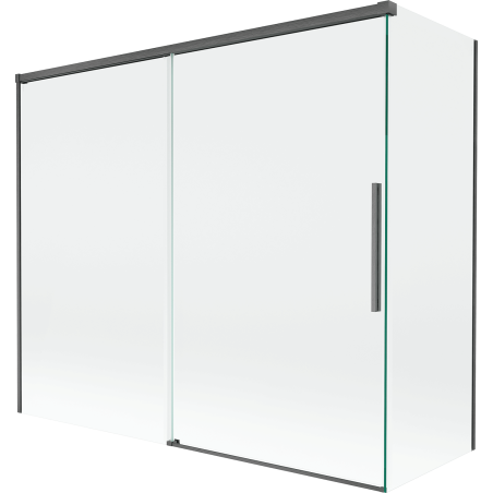 Mexen Rox Duschabtrennung, 2-flügelig, 180 + 80 x 150 cm, transparent, gebürstetes Gun Gray - 8C9-180-080-66-00
