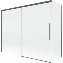 Mexen Rox Duschabtrennung 2-flügelig schiebbar 190 + 80 x 150 cm, transparent, gebürstetes Gun Grau - 8C9-190-080-66-00