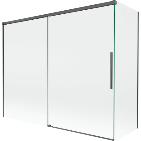Mexen Rox Duschabtrennung 2-flügelig schiebbar 190 + 80 x 150 cm, transparent, gebürstetes Gun Grau - 8C9-190-080-66-00