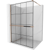Mexen Kioto+ Duschwand mit Regal Walk-in 140 x 200 cm, schwarze Raster, Roségold - 800-140-121-60-77