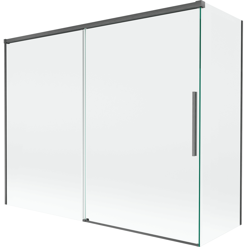Mexen Rox 2-flügelige, verschiebbare Badewannenabtrennung 190 + 90 x 150 cm, transparent, gebürstetes Gun Gray