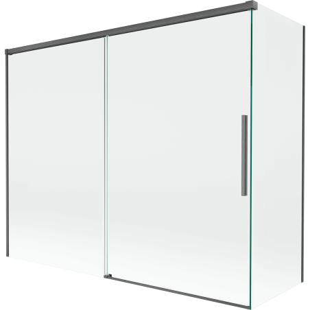 Mexen Rox 2-flügelige, verschiebbare Badewannenabtrennung 190 + 90 x 150 cm, transparent, gebürstetes Gun Gray