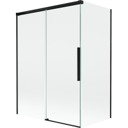 Mexen Rox Badewannenabtrennung 2-flügelig verschiebbar 120 + 70 x 150 cm, transparent, schwarz - 8C9-120-070-70-00