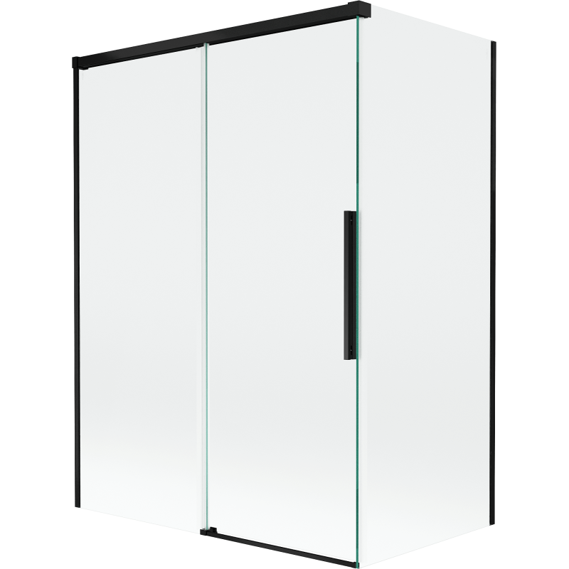 Mexen Rox Badewannenabtrennung 2-flügelig verschiebbar 120 + 70 x 150 cm, transparent, schwarz - 8C9-120-070-70-00