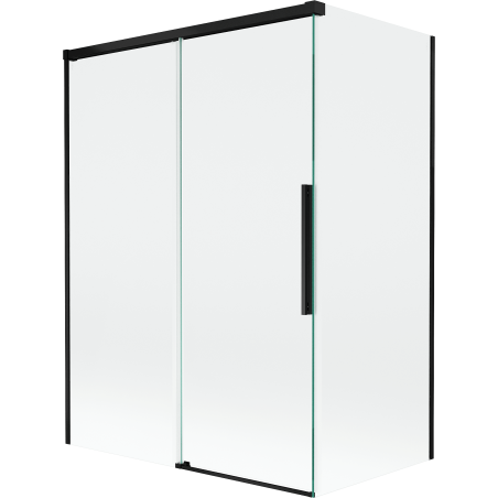 Mexen Rox Badewannenabtrennung 2-flügelig verschiebbar 120 + 70 x 150 cm, transparent, schwarz - 8C9-120-070-70-00