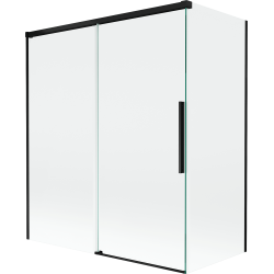 Mexen Rox Badewannenabtrennung 2-flügelig verschiebbar 140 + 70 x 150 cm, transparent, schwarz - 8C9-140-070-70-00