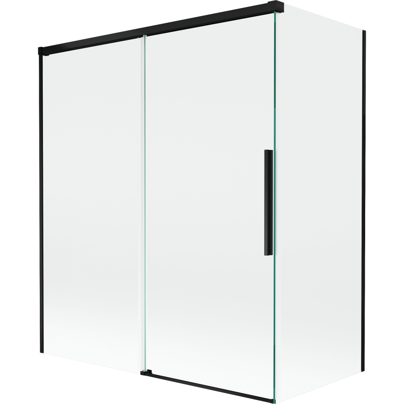 Mexen Rox Badewannenabtrennung 2-flügelig verschiebbar 140 + 70 x 150 cm, transparent, schwarz - 8C9-140-070-70-00