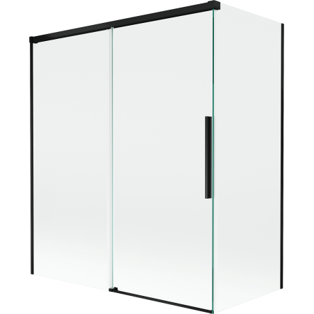 Mexen Rox Badewannenabtrennung 2-flügelig verschiebbar 140 + 70 x 150 cm, transparent, schwarz - 8C9-140-070-70-00