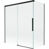 Mexen Rox Badewannenabtrennung 2-flügelig verschiebbar 140 + 70 x 150 cm, transparent, schwarz - 8C9-140-070-70-00