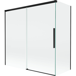 Mexen Rox Badewannenabtrennung 2-flügelig verschiebbar 160 + 70 x 150 cm, transparent, schwarz - 8C9-160-070-70-00