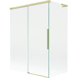 Mexen Rox L zweiflügeliger Duschvorhang, verschiebbar, 120 + 70 x 150 cm, transparent, gebürstet gold - 8C9L-120-070-55-00