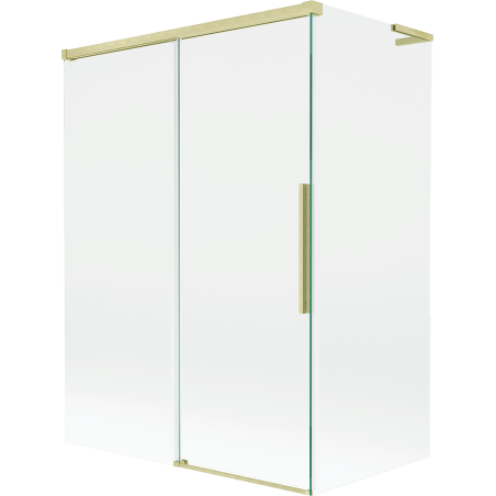 Mexen Rox L zweiflügeliger Duschvorhang, verschiebbar, 120 + 70 x 150 cm, transparent, gebürstet gold - 8C9L-120-070-55-00