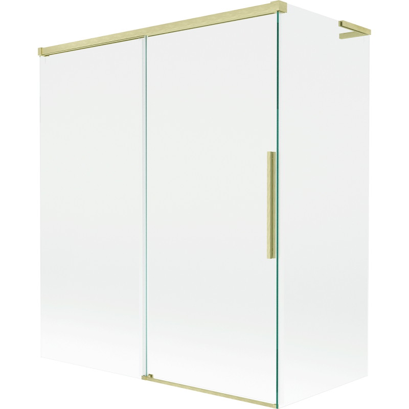 Mexen Rox L 2-flügelige Schiebe-Badewannenabtrennung 140 + 70 x 150 cm, transparent, gold gebürstet - 8C9L-140-070-55-00