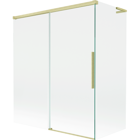 Mexen Rox L 2-flügelige Schiebe-Badewannenabtrennung 140 + 70 x 150 cm, transparent, gold gebürstet - 8C9L-140-070-55-00