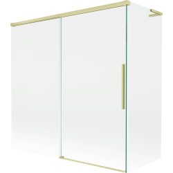 Mexen Rox L Badewannenabtrennung 2-flügelig verschiebbar 160 + 70 x 150 cm, transparent, gold gebürstet - 8C9L-160-070-55-00