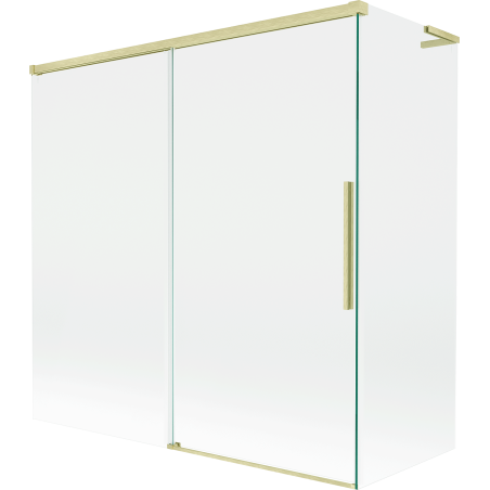 Mexen Rox L Badewannenabtrennung 2-flügelig verschiebbar 160 + 70 x 150 cm, transparent, gold gebürstet - 8C9L-160-070-55-00