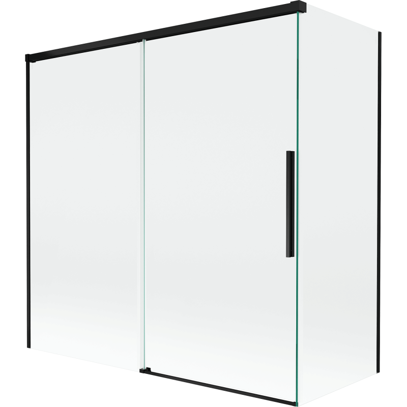 Mexen Rox Badewannenabtrennung 2-flügelig verschiebbar 160 + 75 x 150 cm, transparent, schwarz - 8C9-160-075-70-00
