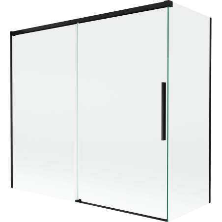 Mexen Rox Badewannenwand 2-flügelig verschiebbar 170 + 75 x 150 cm, transparent, schwarz - 8C9-170-075-70-00