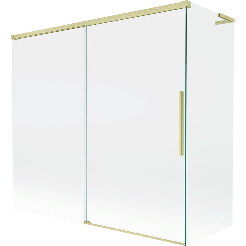 Mexen Rox L Duschabtrennung, 2-flügelig, schiebbar, 170 + 80 x 150 cm, transparent, gebürstetes Gold - 8C9L-170-080-55-00