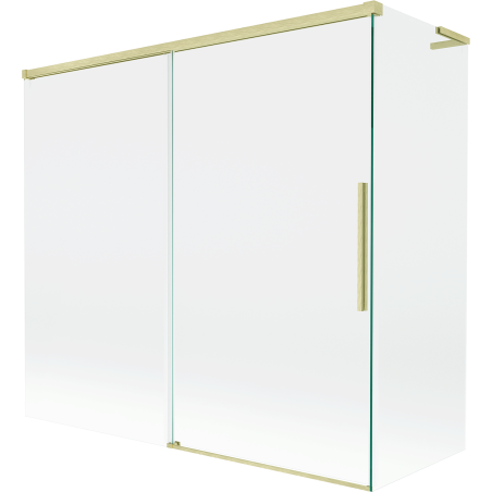 Mexen Rox L Duschabtrennung, 2-flügelig, schiebbar, 170 + 80 x 150 cm, transparent, gebürstetes Gold - 8C9L-170-080-55-00