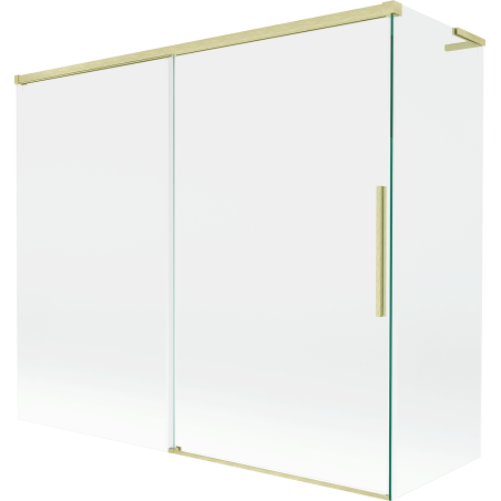 Mexen Rox L Duschabtrennung 2-flügelig schiebbar 180 + 80 x 150 cm, transparent, gebürstet gold - 8C9L-180-080-55-00