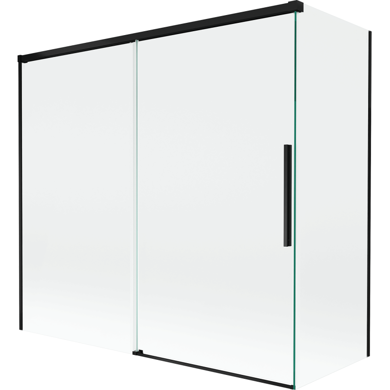 Mexen Rox Zwei-Flügel-Badewannenwand, 170 + 80 x 150 cm, transparent, schwarz - 8C9-170-080-70-00
