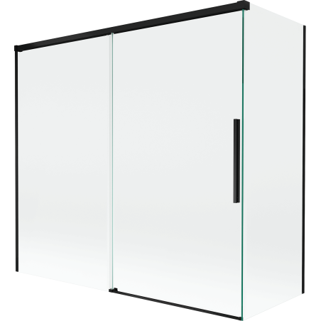 Mexen Rox Zwei-Flügel-Badewannenwand, 170 + 80 x 150 cm, transparent, schwarz - 8C9-170-080-70-00