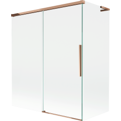 Mexen Rox L Badewannenabtrennung, 2-teilig, schiebbar 140 + 70 x 150 cm, transparent, Roségold - 8C9L-140-070-60-00