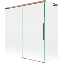 Mexen Rox L Badewannen-Panel, 2-flügelig, verschiebbar 150 + 70 x 150 cm, transparent, Roségold - 8C9L-150-070-60-00