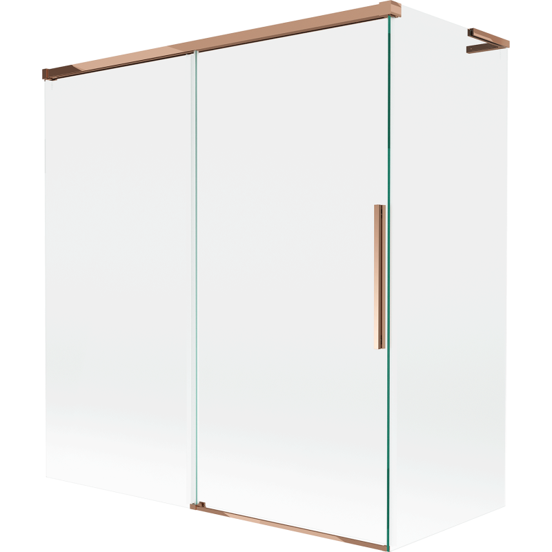 Mexen Rox L Badewannen-Panel, 2-flügelig, verschiebbar 150 + 70 x 150 cm, transparent, Roségold - 8C9L-150-070-60-00