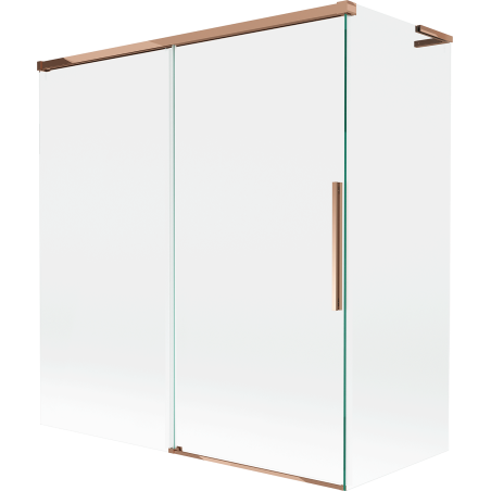 Mexen Rox L Badewannen-Panel, 2-flügelig, verschiebbar 150 + 70 x 150 cm, transparent, Roségold - 8C9L-150-070-60-00