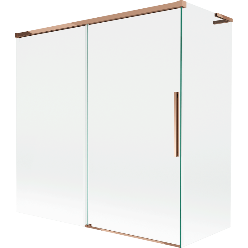 Mexen Rox L Badewannenabtrennung, 2-flügelig, verschiebbar, 160 + 70 x 150 cm, transparent, Roségold - 8C9L-160-070-60-00