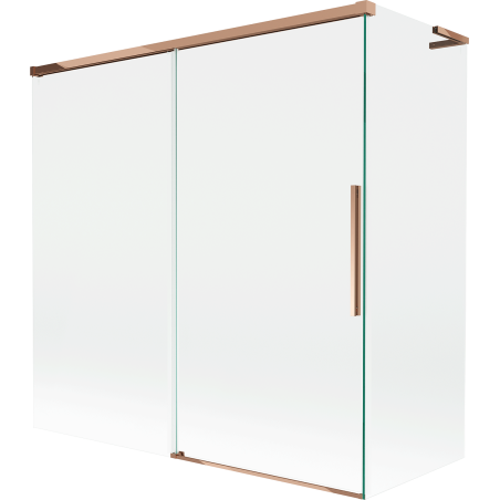 Mexen Rox L Badewannenabtrennung, 2-flügelig, verschiebbar, 160 + 70 x 150 cm, transparent, Roségold - 8C9L-160-070-60-00