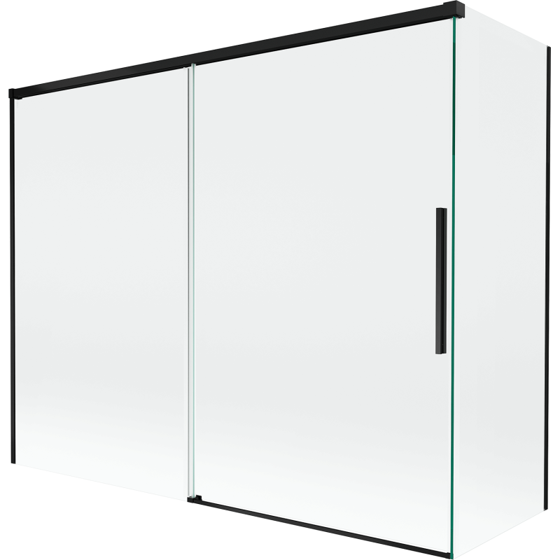 Mexen Rox zweiflügelige Badewannenabtrennung 190 + 80 x 150 cm, transparent, schwarz - 8C9-190-080-70-00