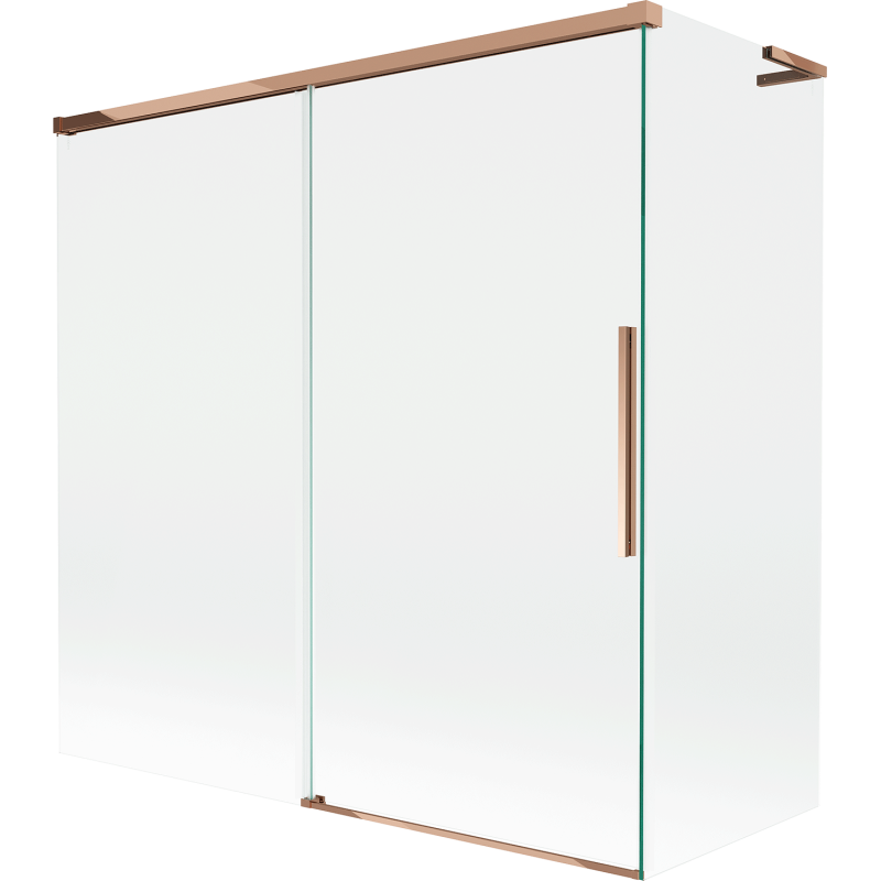 Mexen Rox L Badewannenwand, 2-flügelig, verschiebbar, 160 + 80 x 150 cm, transparent, Roségold - 8C9L-160-080-60-00