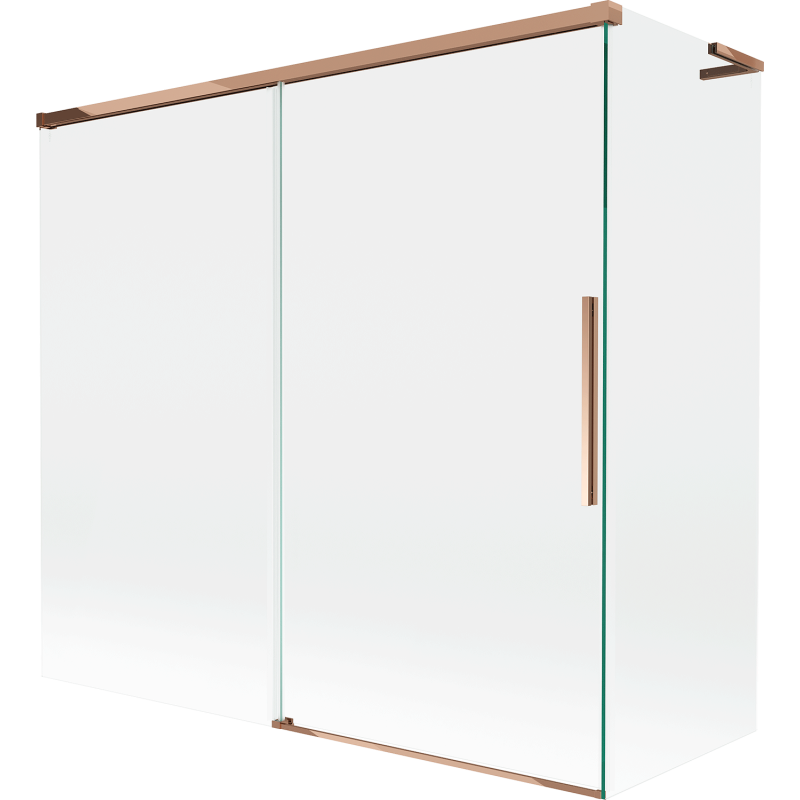 Mexen Rox L Badewannenabtrennung 2-flügelig verschiebbar 170 + 80 x 150 cm, transparent, Roségold - 8C9L-170-080-60-00