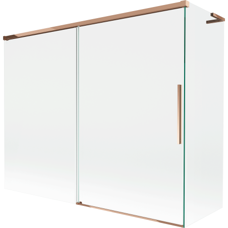 Mexen Rox L Badewannenfaltwand 2-flügelig, verschiebbar 190 + 80 x 150 cm, transparent, Roségold - 8C9L-190-080-60-00