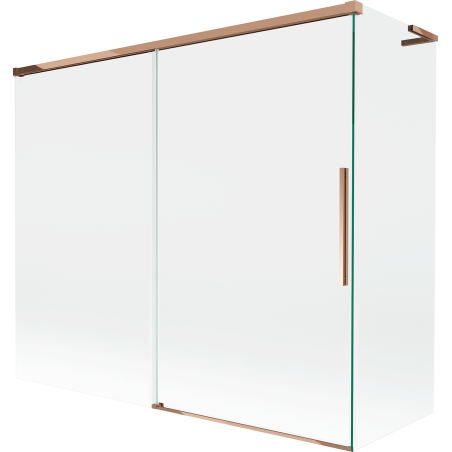 Mexen Rox L Badewannenabtrennung 2-flügelig verschiebbar 180 + 80 x 150 cm, transparent, Roségold - 8C9L-180-080-60-00