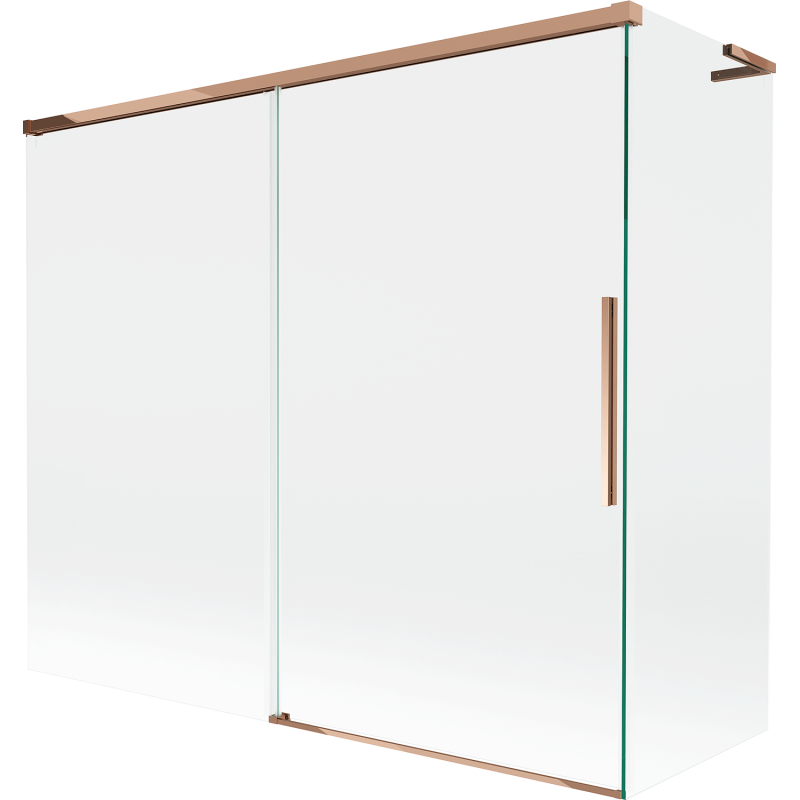 Mexen Rox L Badewannenwand 2-flügelig verschiebbar 180 + 90 x 150 cm, transparent, Roségold - 8C9L-180-090-60-00
