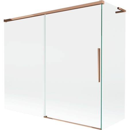 Mexen Rox L Badewannenwand 2-flügelig verschiebbar 180 + 90 x 150 cm, transparent, Roségold - 8C9L-180-090-60-00