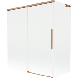 Mexen Rox L Badewannenabtrennung 2-flügelige Schiebetür 140 + 70 x 150 cm, transparent, gebürstetes Kupfer - 8C9L-140-070-65-00