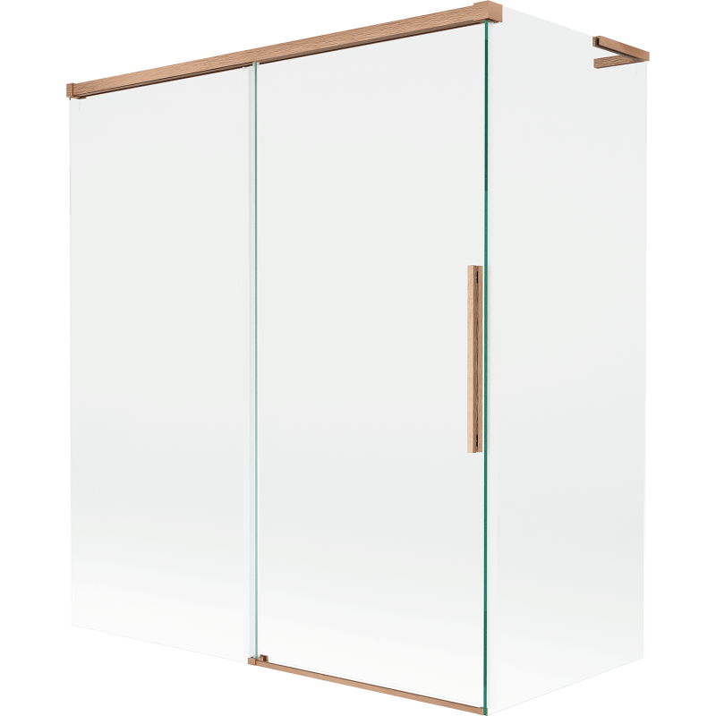 Mexen Rox L Badewannenabtrennung 2-flügelige Schiebetür 140 + 70 x 150 cm, transparent, gebürstetes Kupfer - 8C9L-140-070-65-00