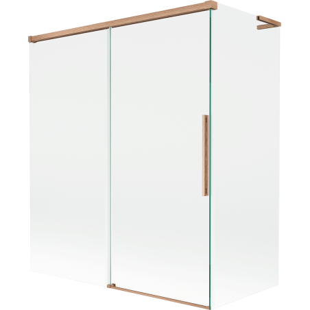 Mexen Rox L Badewannenabtrennung 2-flügelige Schiebetür 140 + 70 x 150 cm, transparent, gebürstetes Kupfer - 8C9L-140-070-65-00