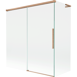Mexen Rox L zweiflügeliger verschiebbarer Duschtrennwand 150 + 70 x 150 cm, transparent, gebürstetes Kupfer