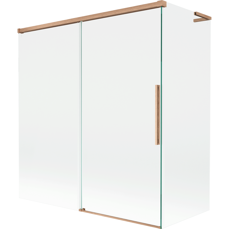 Mexen Rox L zweiflügeliger verschiebbarer Duschtrennwand 150 + 70 x 150 cm, transparent, gebürstetes Kupfer