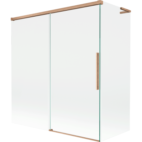Mexen Rox L zweiflügeliger verschiebbarer Duschtrennwand 150 + 70 x 150 cm, transparent, gebürstetes Kupfer