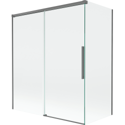 Mexen Rox Badewannenabtrennung 2-flügelig verschiebbar 140 + 70 x 150 cm, transparent, Gun Metal - 8C9-140-070-95-00