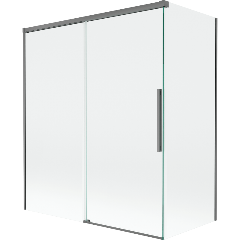 Mexen Rox Badewannenabtrennung 2-flügelig verschiebbar 140 + 70 x 150 cm, transparent, Gun Metal - 8C9-140-070-95-00