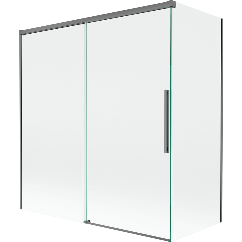Mexen Rox Badeabtrennung, 2-flügelig, verschiebbar 150 + 70 x 150 cm, transparent, Gun Metal - 8C9-150-070-95-00